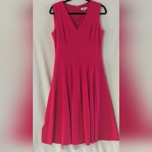 Calvin Klein Fit & Flare Pink Dress Sz 10 Sleeveless V-neck special Occasion